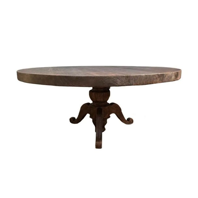 Sculptural Solid Teak Wood Dining Table With Expressive Natural Grain For Sale - Image 9 of 9