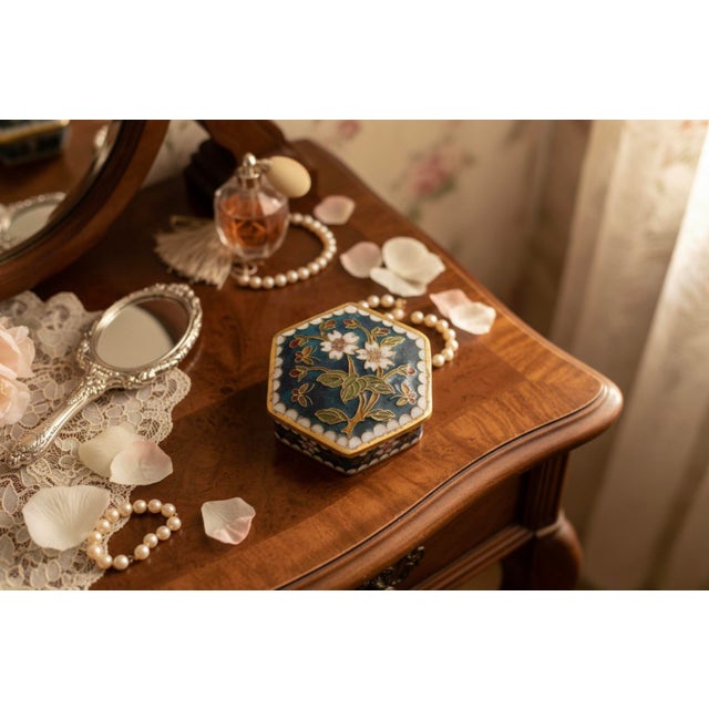 Exquisite Vintage Chinese Cloisonné Enamel Box For Sale - Image 9 of 9