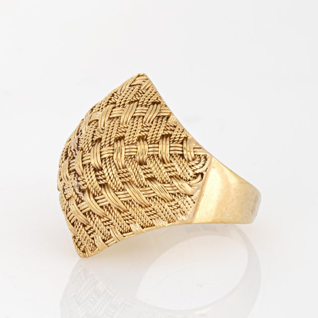1960s 60s Vintage Woven Dome Ring 18k Yellow Gold Sz 6 Fine Cocktail Estate Jewelry For Sale - Image 5 of 7