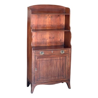 19th Century English Mahogany Waterfall Bookcase With Cupboard Base For Sale