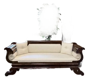 Circa 1830 American Empire Flame Mahogany Scroll Arm Sofa