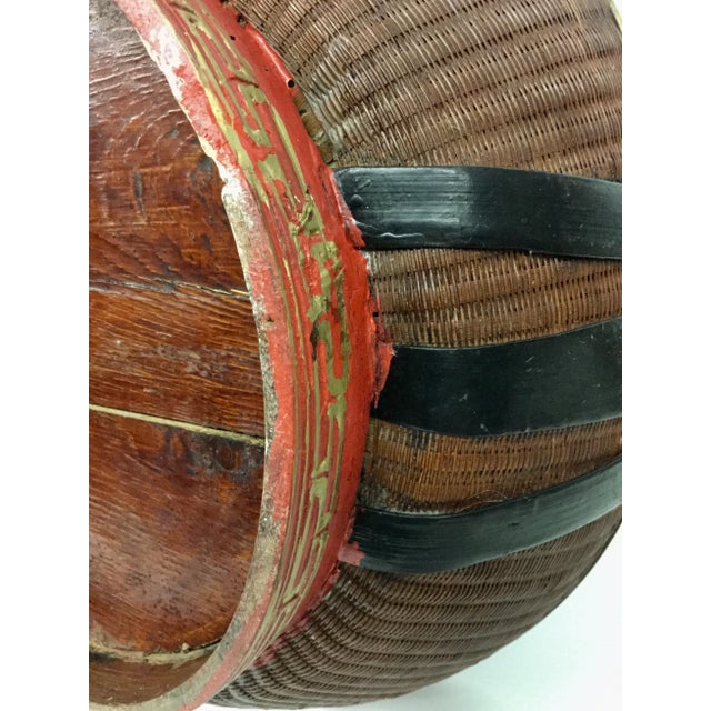 Antique Chinese Wood and Rattan Rice Box For Sale - Image 12 of 13