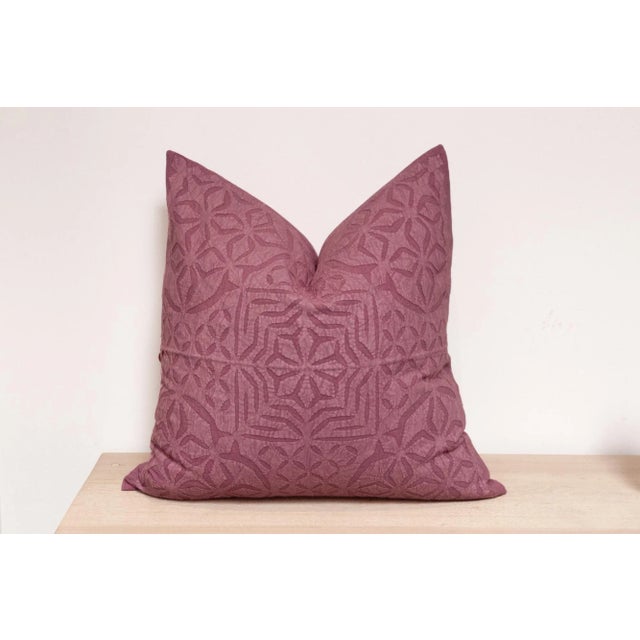 1990s French Mauve Handmade Pillow Cover For Sale - Image 5 of 7