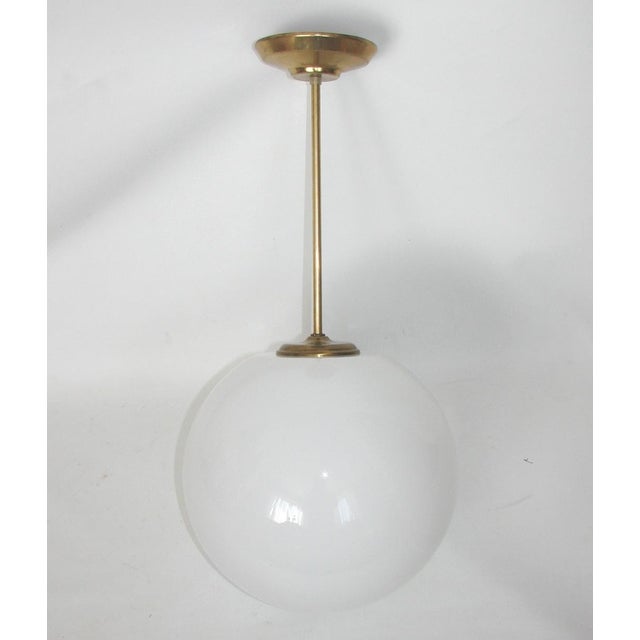 Mid-Century Modern Mid-Century Modern Pendant Light in Brass and Glass, 1950s For Sale - Image 3 of 5