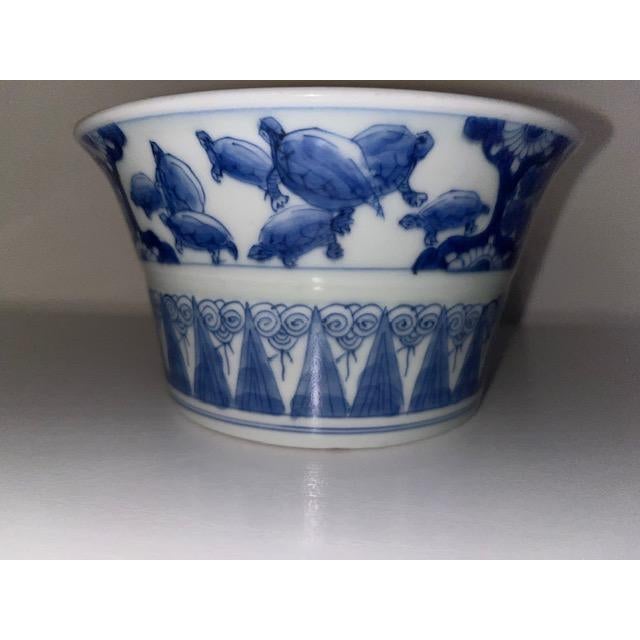 Antique Japanese Blue and White Sake Cup Washing Bowl For Sale - Image 15 of 18