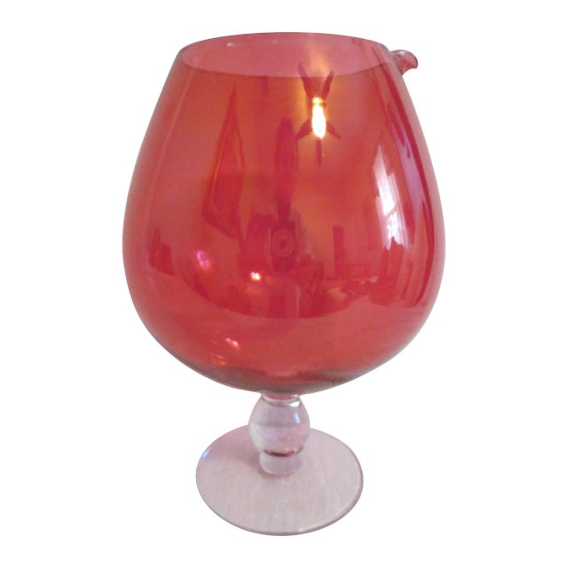 MCM Red Glass Cocktail Bowl For Sale