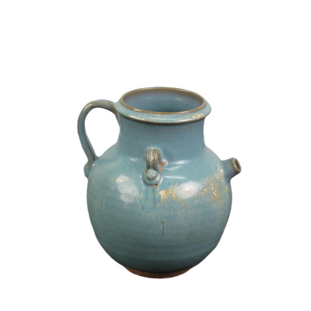 Chinese Blue and Purple Ceramics Water Jar For Sale - Image 3 of 9
