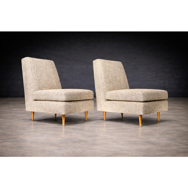 Joaquim Tenreiro Pair of "L" Armchairs in Hardwood & Fabric, Joaquim Tenreiro, 1958 - Lot 28A For Sale - Image 4 of 11