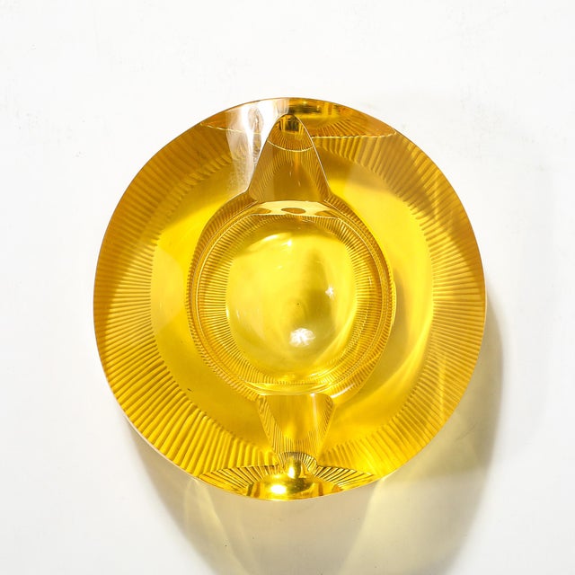 Mid-Century Modernist Citrine Crystal Ashtray Signed Moser For Sale - Image 14 of 17