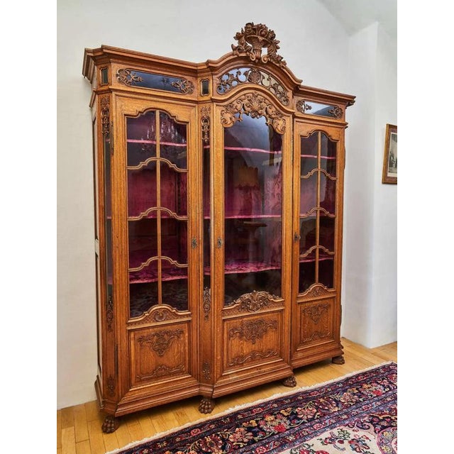 Wood Antique Bookcase in Oak For Sale - Image 7 of 14