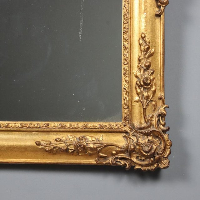 Wood Mirror with Carved and Gilded Wooden Frame and Panel For Sale - Image 7 of 11