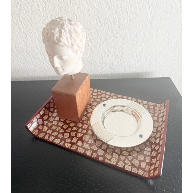 Late 20th Century Cartier Silver-Plated Ashtray With Lapis Lazuli Cabochon Accents For Sale - Image 5 of 11