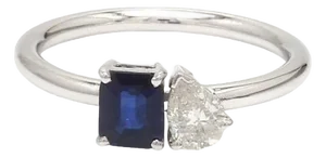 Natural 0.69cts blue sapphire & 0.26 cts diamond ring in 14k gold