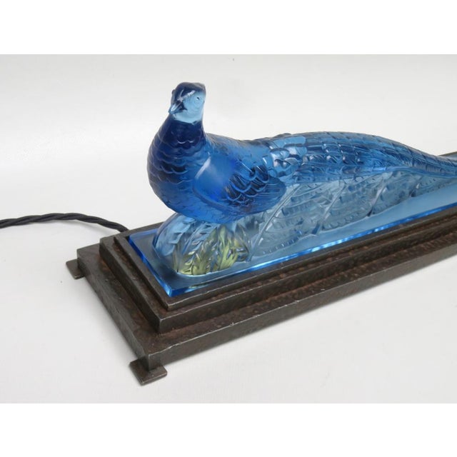 Art Deco Table Lamp in Blue Glass from Verlys France, 1920s For Sale - Image 6 of 18