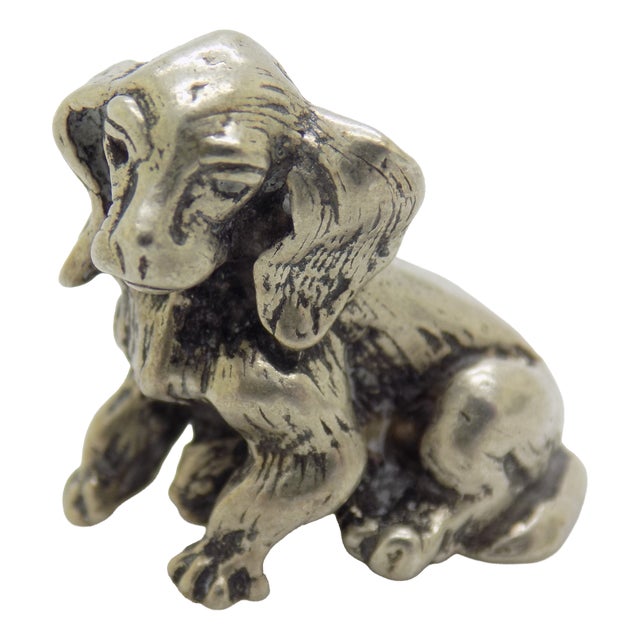 Vintage Italian Handmade Genuine Silver 800 Puppy Dog Figurine, 1970s For Sale