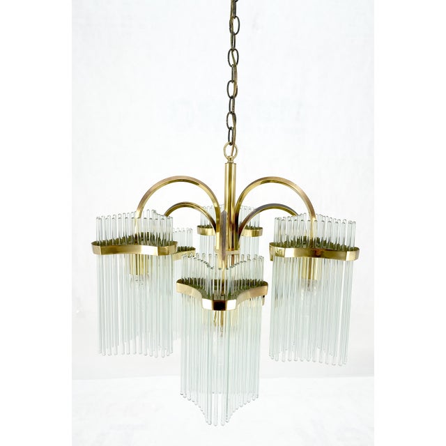Metal Glass Rod Prisms Gaetano Sciolari Chandelier Light Fixture Stunning. For Sale - Image 7 of 18