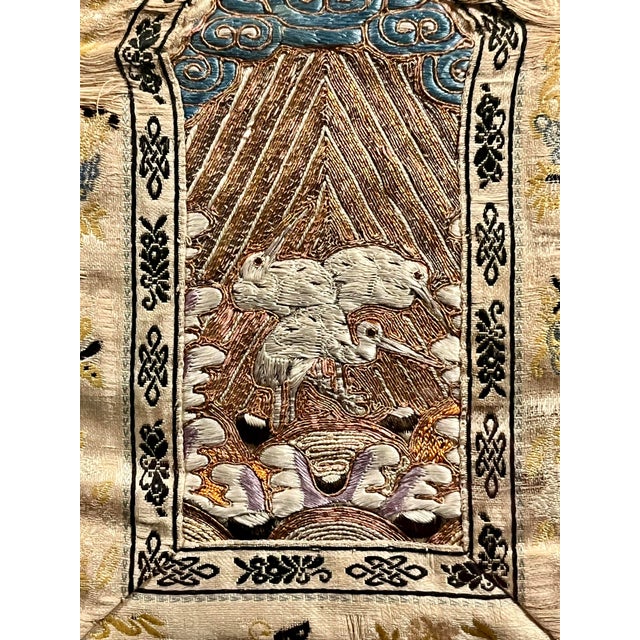 19th Century Finest Quality Chinese Silk Embroidery Panel Gold Thread Framed For Sale - Image 4 of 8