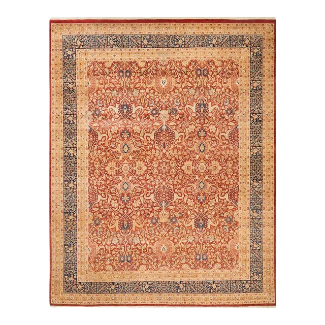 Mogul Collection Hand-Knotted Area Rug - Orange 8' 4" x 10' 5" For Sale