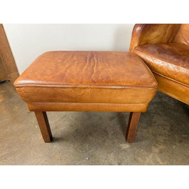 Pair of Mid-Century Scandinavian Wingback Leather Lounge Chairs For Sale - Image 10 of 14
