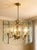 Gold Mid 20th Century Mid-Century Modern 6 Light Etched Glass Panels Maple Leaf Design Chandelier For Sale - Image 8 of 8