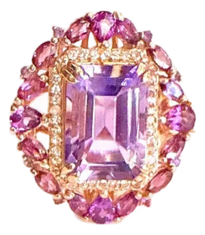 Bochic “Capri” Vintage Amethyst & Topaz Ring Set In 18K Gold & Silver