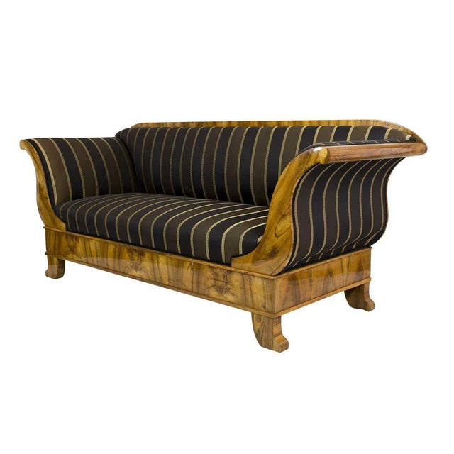 Wood Antique Biedermeier Walnut Sofa For Sale - Image 7 of 12