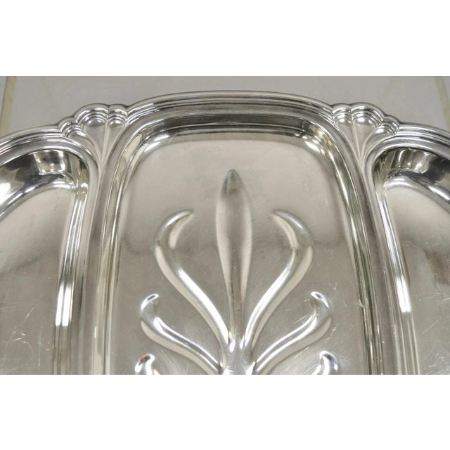 Mid 20th Century English Victorian 3 Section Silver Plated Meat Cutlery Serving Platter Tray For Sale - Image 5 of 8