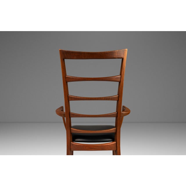 Brown Danish Modern Captain's Arm "Lis" Chair in Walnut & Original Vinyl by Niels Koefoed for Koefoeds Hornslet, Denmark, Circa 1960s For Sale - Image 8 of 12