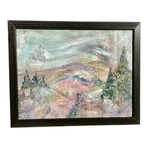 Mid Century German Expressionist Landscape Oil Painting