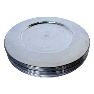 Plates and Saucers in Silver-Plated Metal from Emile Puiforcat, 1960s, Set of 12 For Sale