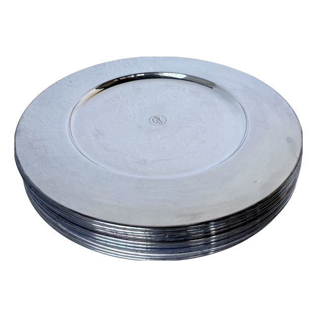 Plates and Saucers in Silver-Plated Metal from Emile Puiforcat, 1960s, Set of 12 For Sale