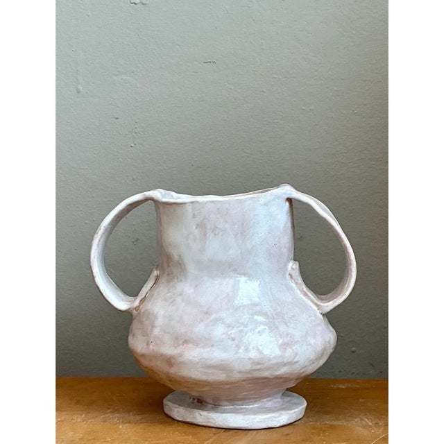 Vintage Ceramic Biomorphic Double Handle Vase For Sale - Image 9 of 12