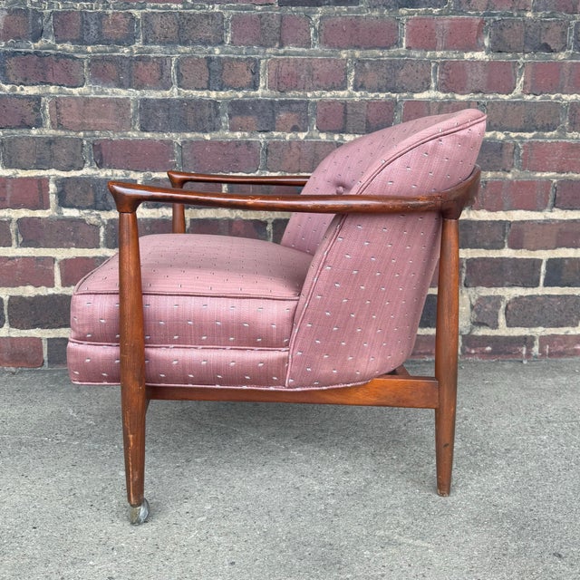 Selig Pink Finn Andersen for Selig Barrel-Back Lounge Chair With Wood Frame For Sale - Image 4 of 12