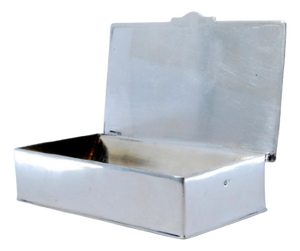 Rectangular Silver Stamp Box with Smooth Lid