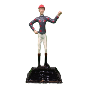 The "21" Club Hand Painted Grey W/ Pink Dots Jockey Place Card Holder