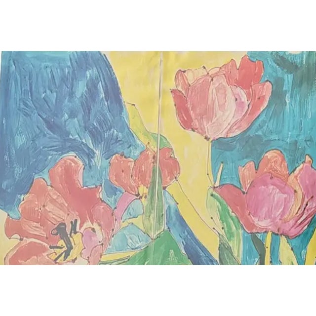 Mid Century American Artist Sally Brody Framed Monotype Painting, Water-Based Inks on Paper, Framed, Signed For Sale - Image 4 of 9