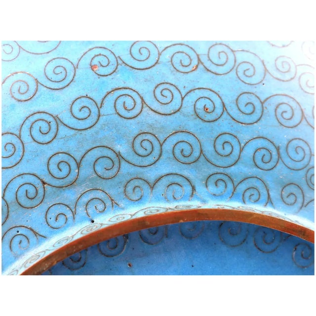 Late 19th Century Antique Meiji Japanese Cloisonne Enamel Dragon Charger Plate For Sale - Image 5 of 5
