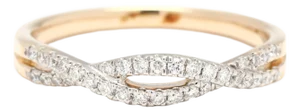 0.33ctw Diamond Crisscross Band Ring, 14k Yellow Gold, Ring Size 6.5