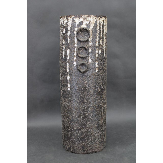 European Brutalist Ceramic Vase with Textured Lava Surface, 1970s For Sale - Image 4 of 12