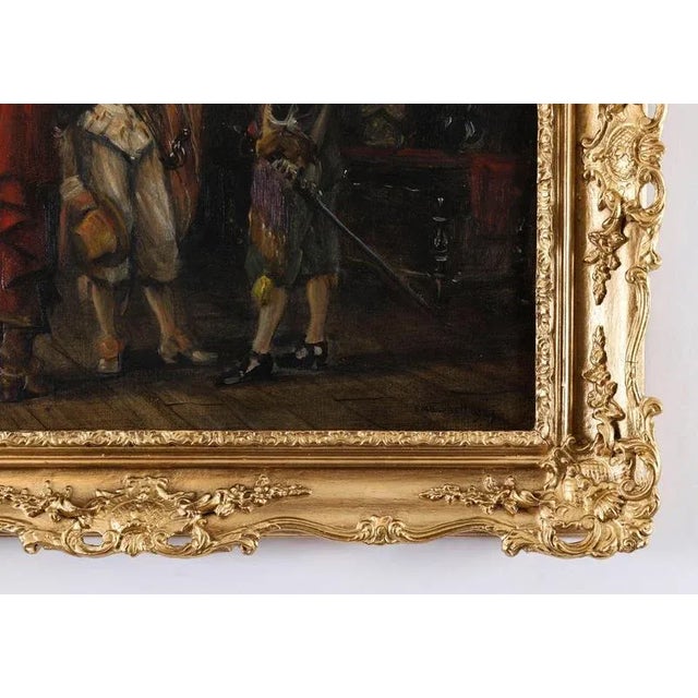 Frank Moss Bennett, Three Cavaliers, 1929, Antique Oil on Panel, Framed For Sale - Image 7 of 15