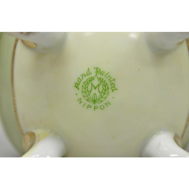 Antique Nippon Moriage Hand Painted Porcelain Purple Iris & Gold Gilt Vase Pair For Sale - Image 17 of 18