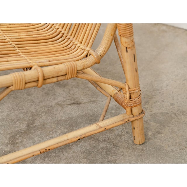 Light Yellow Vintage Bamboo and Rattan Bench, 1970s For Sale - Image 8 of 15