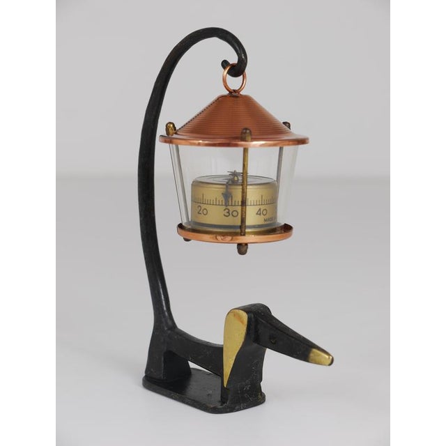 Brass Wiener Dog Figurine with Lantern Thermometer by Walter Bosse for Herta Baller, 1950s For Sale - Image 10 of 11