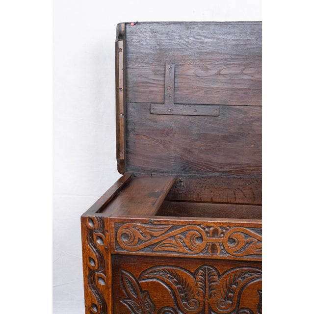17th Century Carved Oak Coffer For Sale - Image 15 of 16