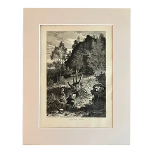 Antique 1874 Wood Engraving "Eagle Rock, Orange" NJ in 11x14 Frame-Ready Mat