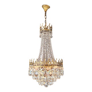 Antique Chandelier With Musical Motif Empire Historicism Style Brass Gold For Sale