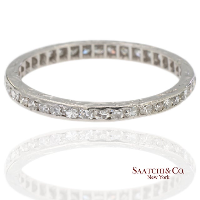 Vintage Platinum Natural Diamond Eternity Band Ring Metal Type: 950 Platinum Total Item Weight: 1.8 Grams Ring Size: 7.25...
