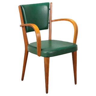Beech and Faux Leather Dining Chair, 1960s For Sale