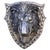 Large 19th-Century American Cast-Iron Lion Shield Medallion, Architectural Ornament An imposing and sculptural late 19th-...