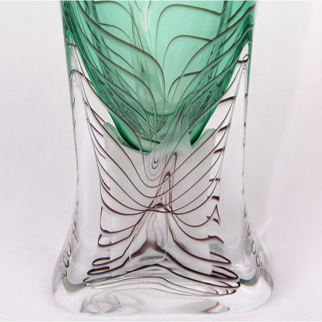 Vintage Adam Jablonski Green Art Glass Vase Chairish